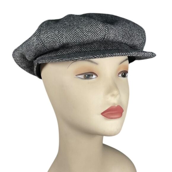 Mucros Weavers Ireland Gray Herringbone Newsboy Cap Hat One Size Wool Blend - Picture 4 of 16